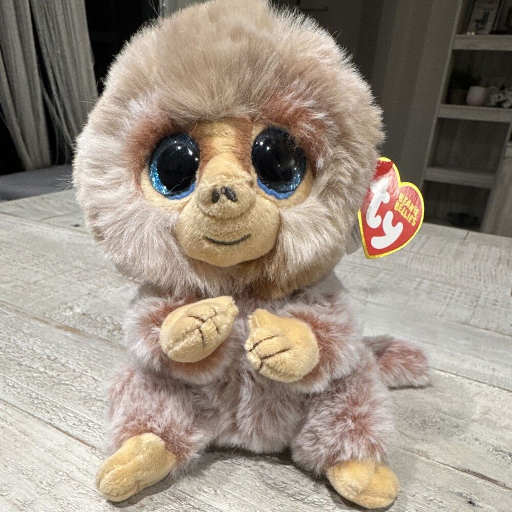 Ty Beanie Bellies “Stubby” Monkey Plush Stuffed Animal w/Heart Swing Tag